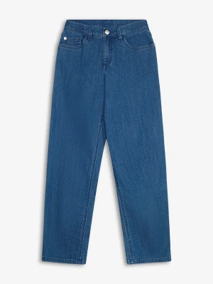Jeansy wide leg ze średnim stanem BonPrix niebieski