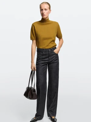 Jeansy Wide Leg Ze Średnim Stanem - Ciemnoniebieski - Massimo Dutti - Female