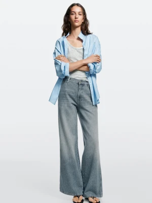 Jeansy Wide Leg Ze Średnim Stanem - Jasnoniebieski - Massimo Dutti - Female