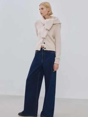 Jeansy wide leg ze średnim stanem niebieski - Kobieta - - MANGO