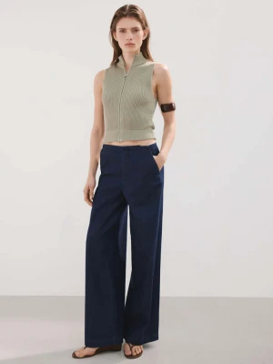 Jeansy wide leg ze średnim stanem niebieski - Kobieta - - MANGO