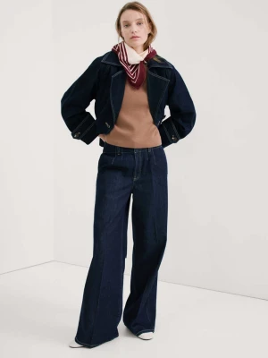 Jeansy wide leg ze średnim stanem niebieski - Kobieta - - MANGO