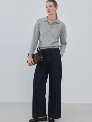 Jeansy wide leg ze średnim stanem niebieski - Kobieta - - MANGO