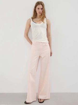 Jeansy wide leg ze średnim stanem pastelowy róż - Kobieta - - MANGO