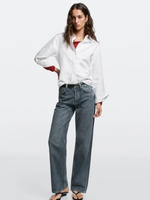 Jeansy Wide Leg Ze Średnim Stanem - Średni Niebieski - Massimo Dutti - Female