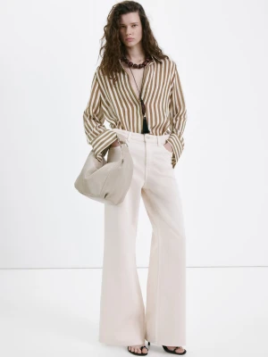 Jeansy wide leg ze średnim stanem złamana biel - Kobieta - - MANGO