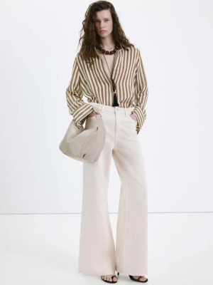 Jeansy wide leg ze średnim stanem złamana biel - Kobieta - - MANGO