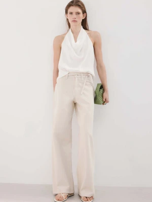 Jeansy wide leg ze sznurkiem jasny / pastelowy szary - Kobieta - - MANGO