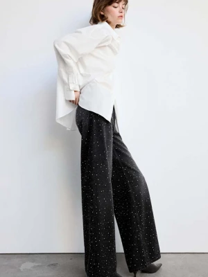 Jeansy wide leg ze zdobieniami black denim - Kobieta - MANGO