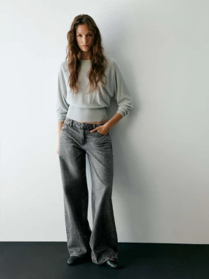 Jeansy wide leg ze zdobieniami szary denim - Teen - MANGO TEEN