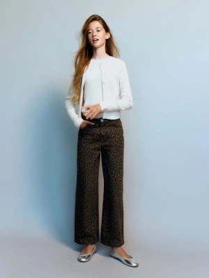 Jeansy wide leg ze zwierzęcym wzorem brązowy - Dzieci - MANGO KIDS