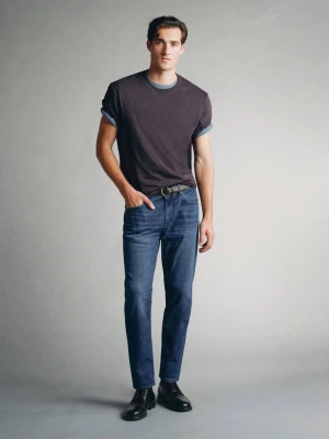 Jeansy wyprodukowane we Włoszech, bawełna, fason tapered-fit ciemnoniebieski - Mężczyzna - MANGO MAN