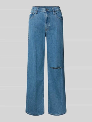 Jeansy z bardzo wysokim stanem, szeroką nogawką i przetarciami Calvin Klein Jeans