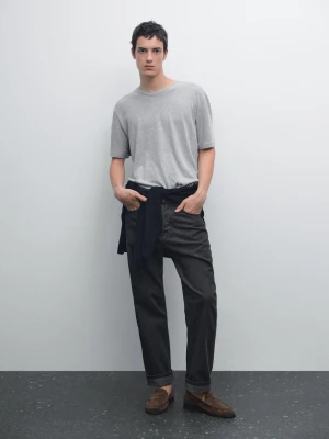 Jeansy Selvedge - Brudnoszary - - Massimo Dutti - Mężczyzna