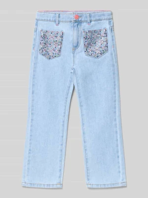 Jeansy z nakładanymi kieszeniami i obszyciem ozdobnymi kamieniami BILLIEBLUSH