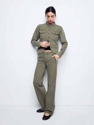 Jeansy z niskim stanem i guzikami khaki - Teen - MANGO TEEN