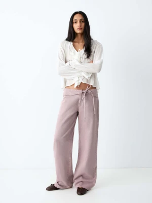 Jeansy z niskim stanem i kokardą purpurowy - Teen - - MANGO TEEN