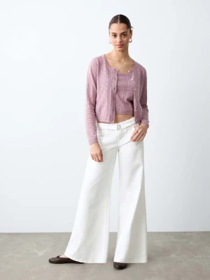 Jeansy z niskim stanem i wywinięciem złamana biel - Teen - - MANGO TEEN