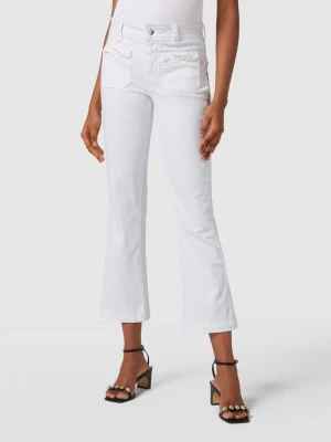 Jeansy z poszerzaną nogawką i nakładanymi, wpuszczanymi kieszeniami model ‘FLY’ Liu Jo White