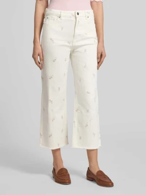Jeansy z prostą nogawką z haftem i postrzępioną krawędzią Christian Berg Woman