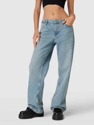 Jeansy z szeroką nogawką i obszyciem ozdobnymi kamieniami na całej powierzchni model ‘COBAIN’ Only