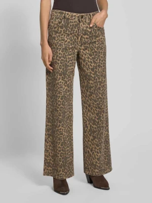 Jeansy z szeroką nogawką i zwierzęcym nadrukiem model ‘Dara Leo Pants’ MOS MOSH