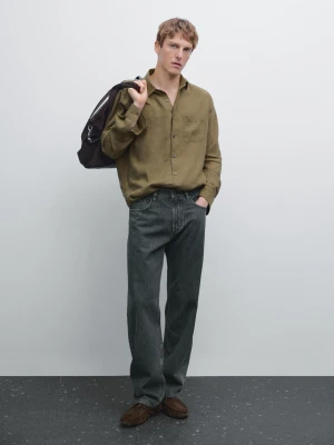 Jeansy Z Szerokimi Nogawkami - Ciemnoniebieski - - Massimo Dutti - Mężczyzna