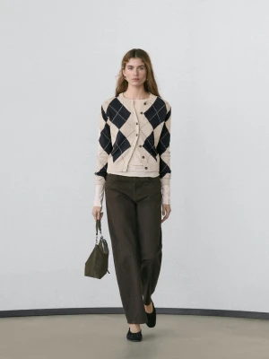 Jeansy Z Szerokimi Nogawkami - Ciemny Khaki - - Massimo Dutti - Kobieta