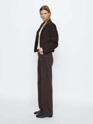 Jeansy Z Szerokimi Nogawkami I Średnim Stanem - Brązowy - - Massimo Dutti - Kobieta