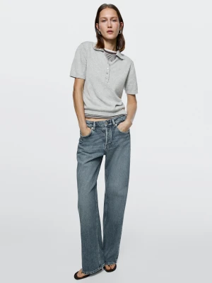 Jeansy Z Szerokimi Nogawkami I Średnim Stanem - Jasnoniebieski - - Massimo Dutti - Kobieta