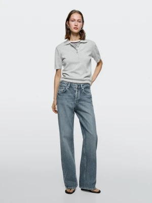 Jeansy Z Szerokimi Nogawkami I Średnim Stanem - Jasnoniebieski - - Massimo Dutti - Kobieta