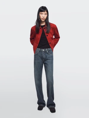 Jeansy Z Szerokimi Nogawkami I Średnim Stanem - Średni Niebieski - - Massimo Dutti - Kobieta