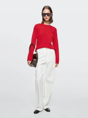 Jeansy Z Szerokimi Nogawkami I Wysokim Stanem - Biały Złamany - - Massimo Dutti - Kobieta