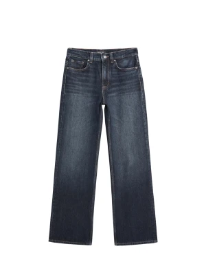 Jeansy Z Szerokimi Nogawkami I Wysokim Stanem - Ciemnoniebieski - - Massimo Dutti - Kobieta