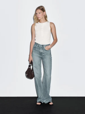 Jeansy Z Szerokimi Nogawkami I Wysokim Stanem - Jasnoniebieski - - Massimo Dutti - Female