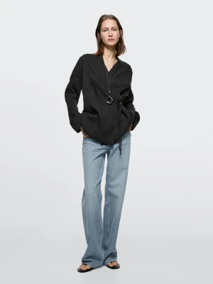 Jeansy Z Szerokimi Nogawkami I Wysokim Stanem - Jasnoniebieski - - Massimo Dutti - Kobieta