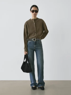 Jeansy Z Szerokimi Nogawkami I Wysokim Stanem - Średni Niebieski - - Massimo Dutti - Kobieta