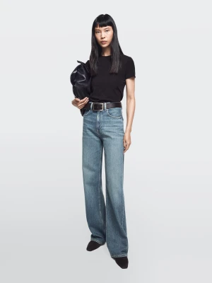 Jeansy Z Szerokimi Nogawkami I Wysokim Stanem - Średni Niebieski - - Massimo Dutti - Kobieta