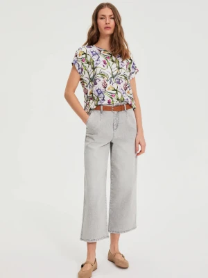 Jeansy z szerokimi nogawkami szare Moodo