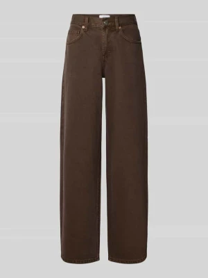Jeansy z szerokimi nogawkami w 5 kieszeni Topshop Czekoladowy