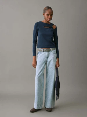 Jeansy z szerokimi nogawkami we wzór paisley jasnoniebieski - Teen - - MANGO TEEN