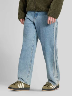 Jeansy z szerokimi nogawkami z czystej bawełny adidas Originals Jeansowy niebieski