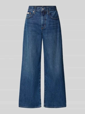 Jeansy z szerokimi nogawkami z czystej bawełny model 'JULIU' Calvin Klein Jeans Ciemnoniebieski