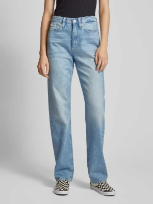 Jeansy z wysokim stanem i detalem z logo Calvin Klein Jeans