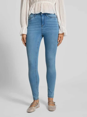 Jeansy z wysokim stanem o kroju skinny fit model ‘CALLIE’ Noisy May Jasnoniebieski