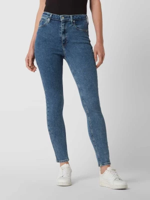 Jeansy z wysokim stanem o kroju skinny fit z wysokim stanem i szwami w kontrastowym kolorze Calvin Klein Jeans