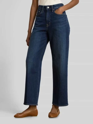 Jeansy o kroju straight fit z mieszanki bawełny o wysokim stanie Lauren Ralph Lauren Jeansowy niebieski