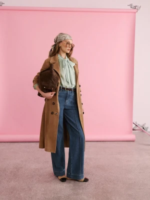 Jeansy z wysokim stanem z ozdobnymi przeszyciami TARANKO