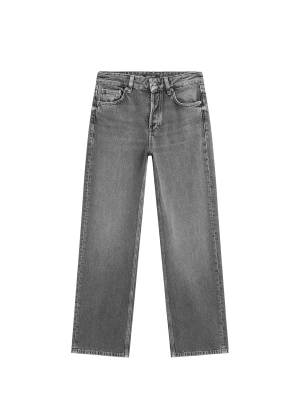 Jeansy Ze Średnim Stanem I Szerokimi Nogawkami - Brudnoszary - - Massimo Dutti - Kobieta