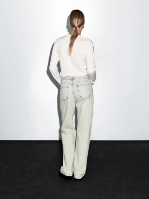 Jeansy Ze Średnim Stanem I Szerokimi Nogawkami - Jasnoniebieski - - Massimo Dutti - Kobieta